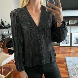 Iro Black and Silver Metallic Blouse